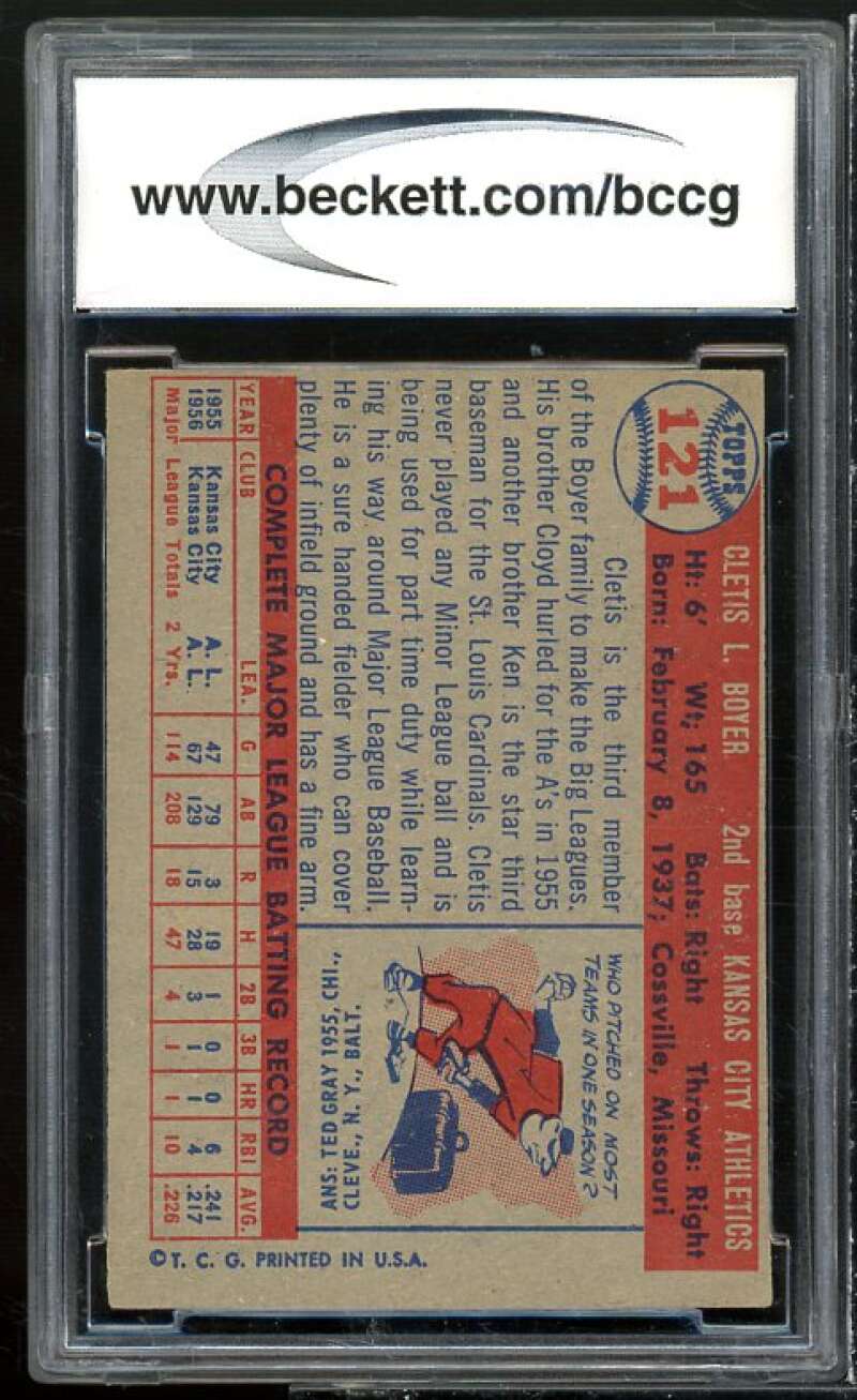 Cletis Boyer Card 1957 Topps #121 BGS BCCG 7 Very Good+ Image 2