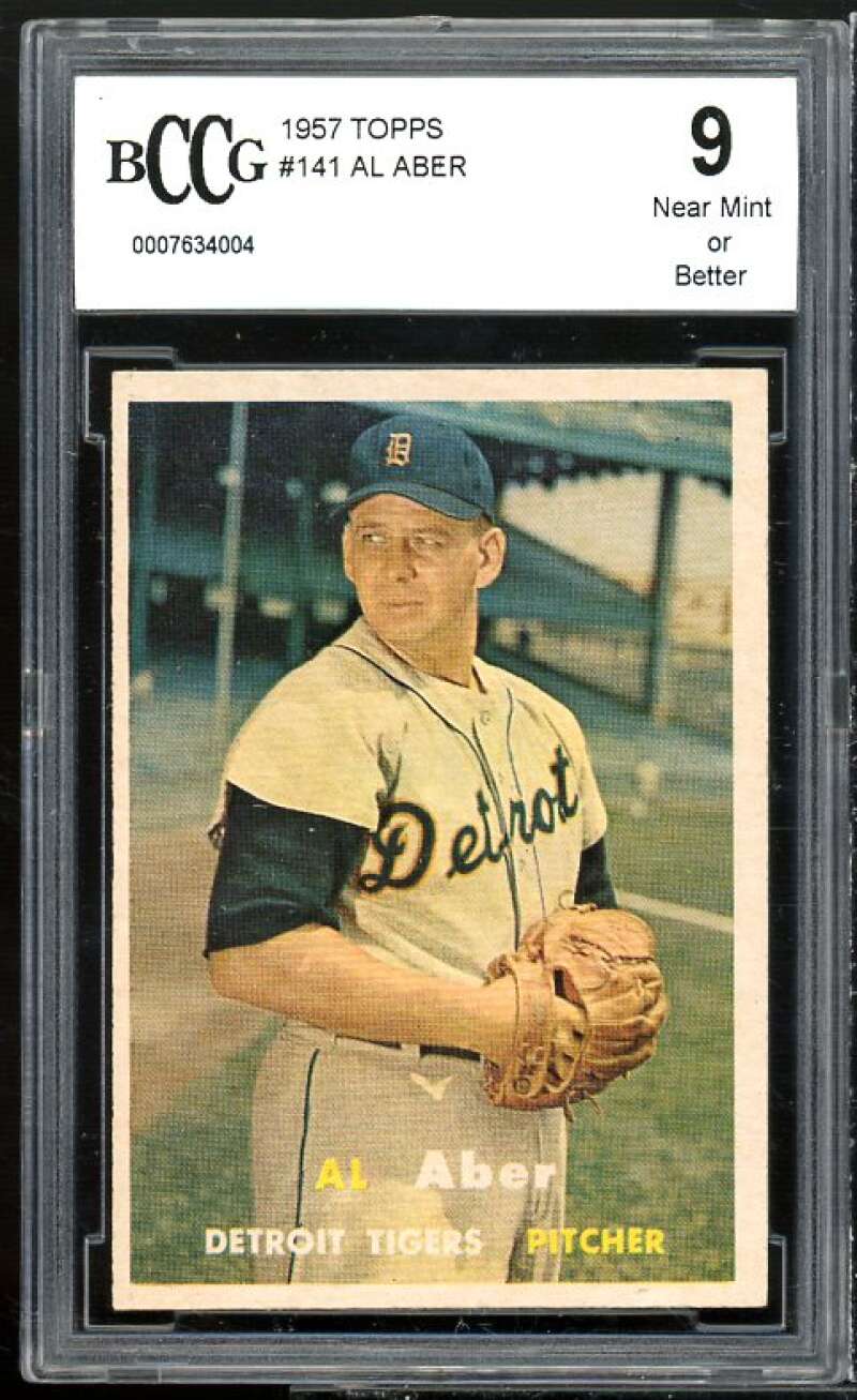 Al Aber Card 1957 Topps #141 BGS BCCG 9 Near Mint+ Image 1