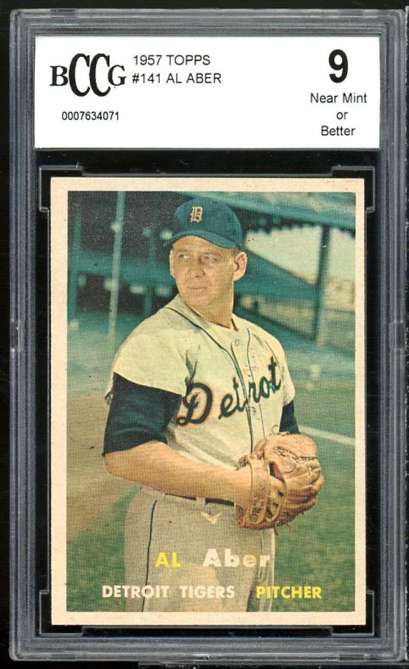 Al Aber Card 1957 Topps #141 BGS BCCG 9 Near Mint+ Image 1