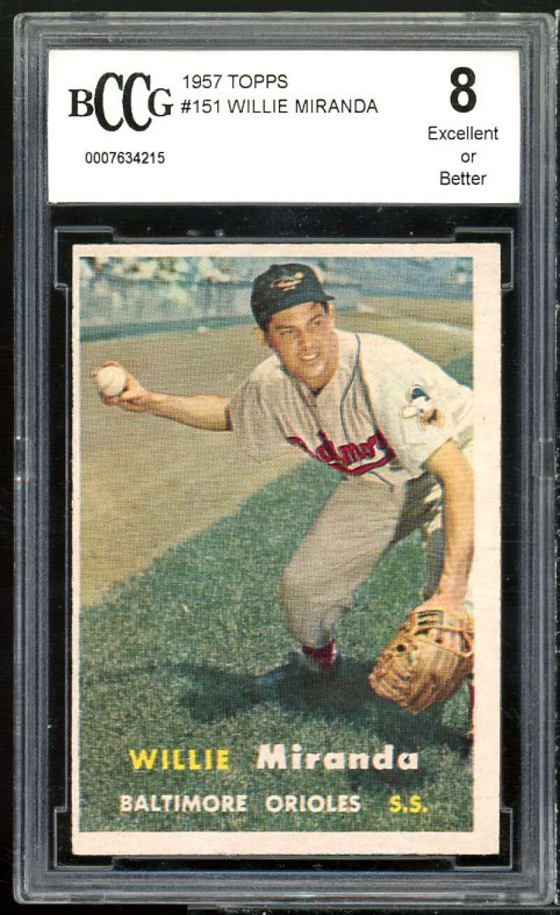 Willie Miranda Card 1957 Topps #151 BGS BCCG 8 Excellent+ Image 1