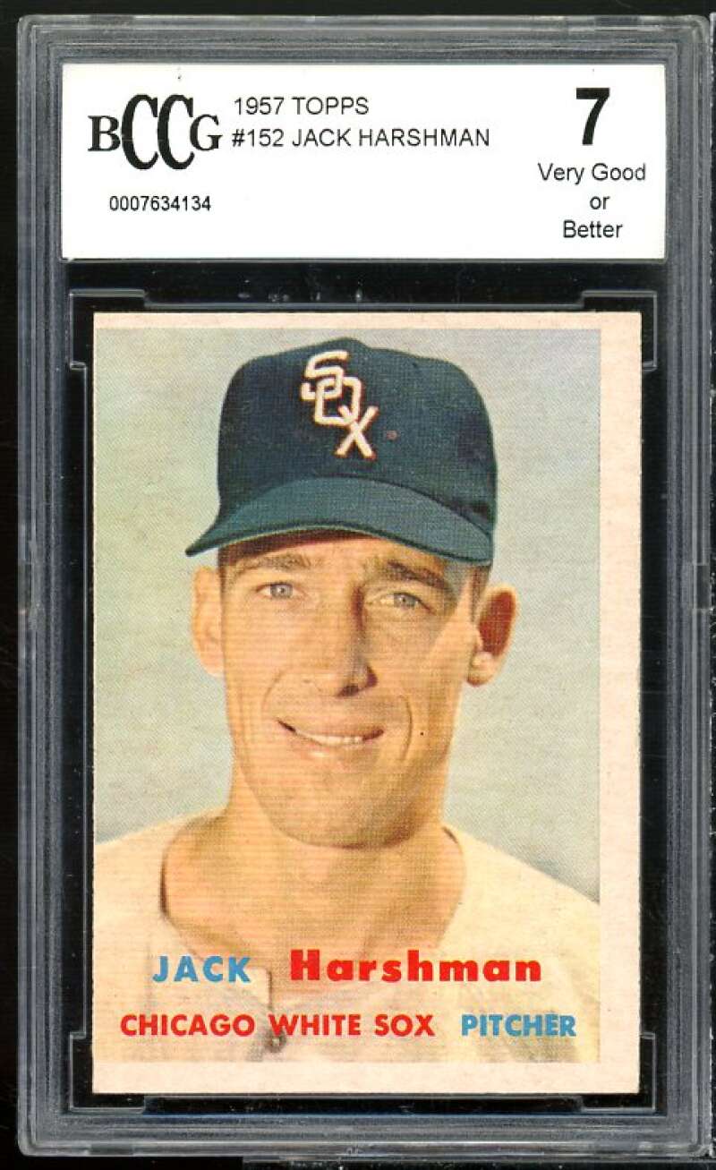 Jack Harshman Card 1957 Topps #152 BGS BCCG 7 Very Good+ Image 1