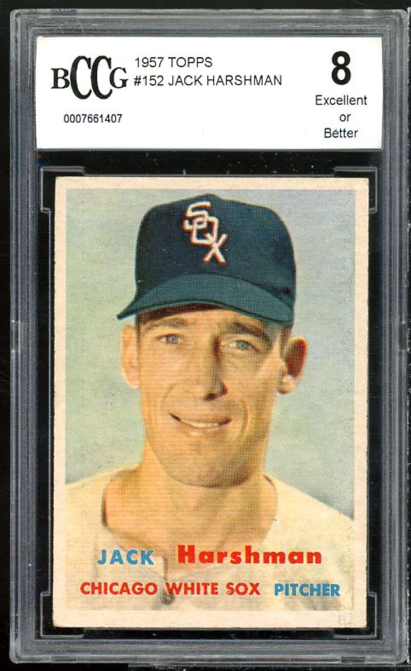 Jack Harshman Card 1957 Topps #152 BGS BCCG 8 Excellent+ Image 1