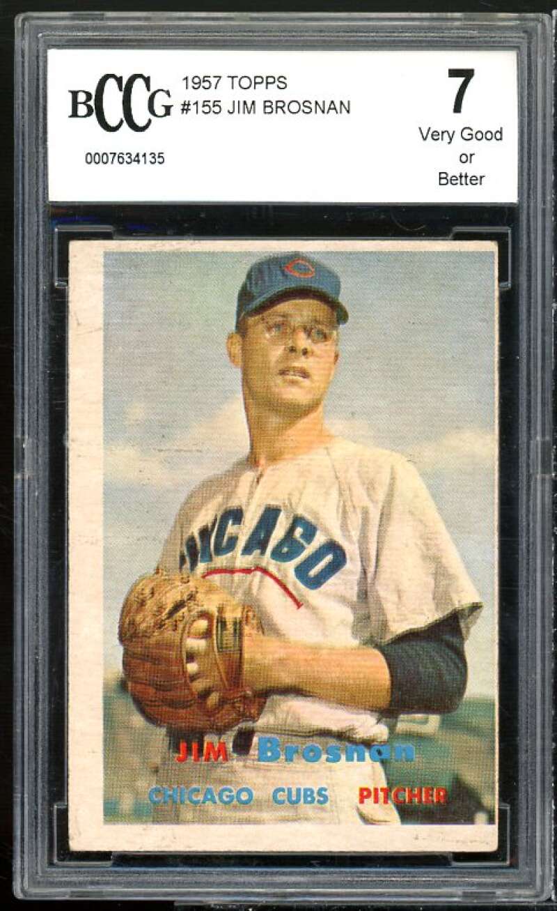 Jim Brosnan Card 1957 Topps #155 BGS BCCG 7 Very Good+ Image 1