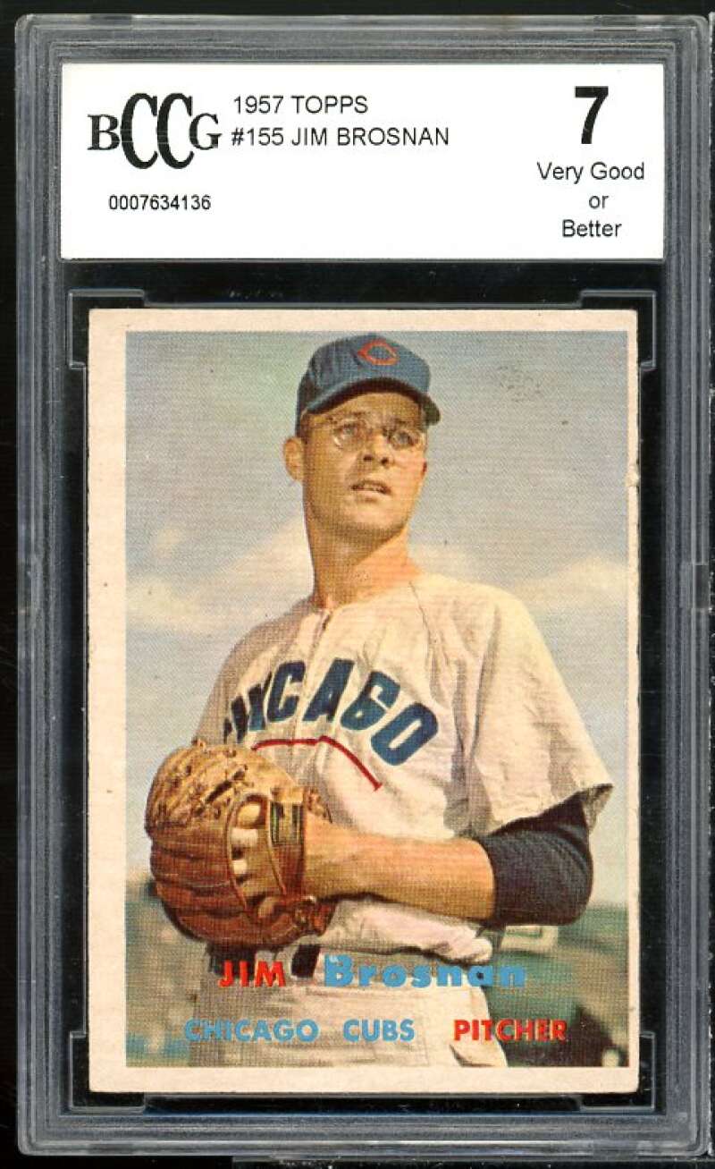 Jim Brosnan Card 1957 Topps #155 BGS BCCG 7 Very Good+ Image 1