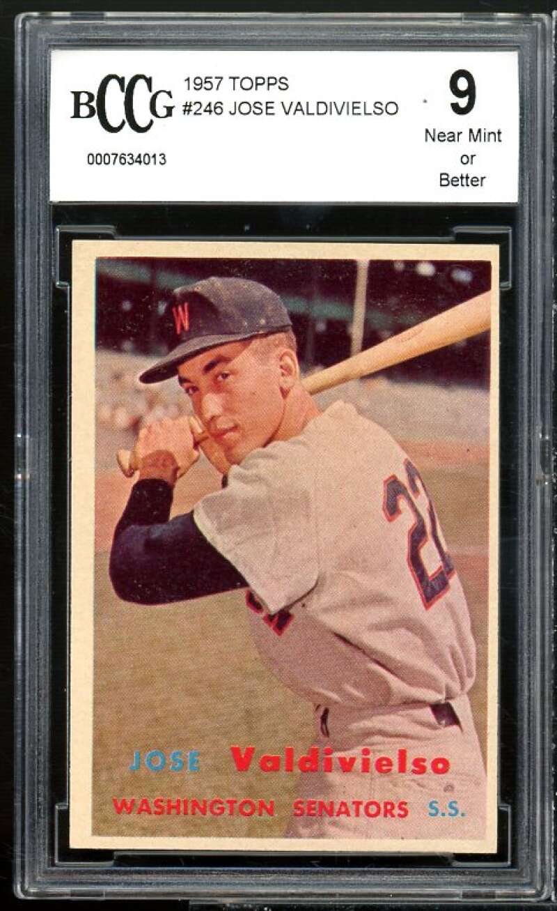 Jose Valdivielso Card 1957 Topps #246 BGS BCCG 9 Near Mint+ Image 1