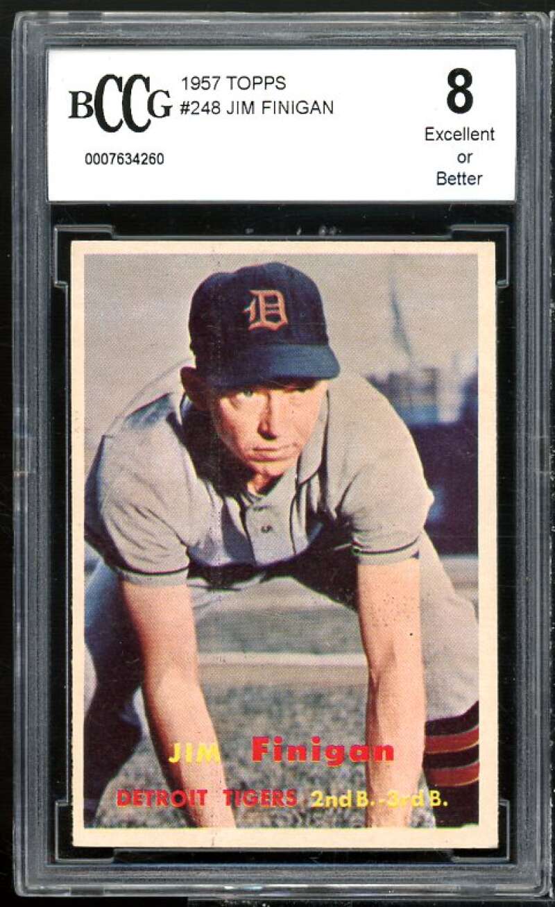 Jim Finigan Card 1957 Topps #248 BGS BCCG 8 Excellent+ Image 1