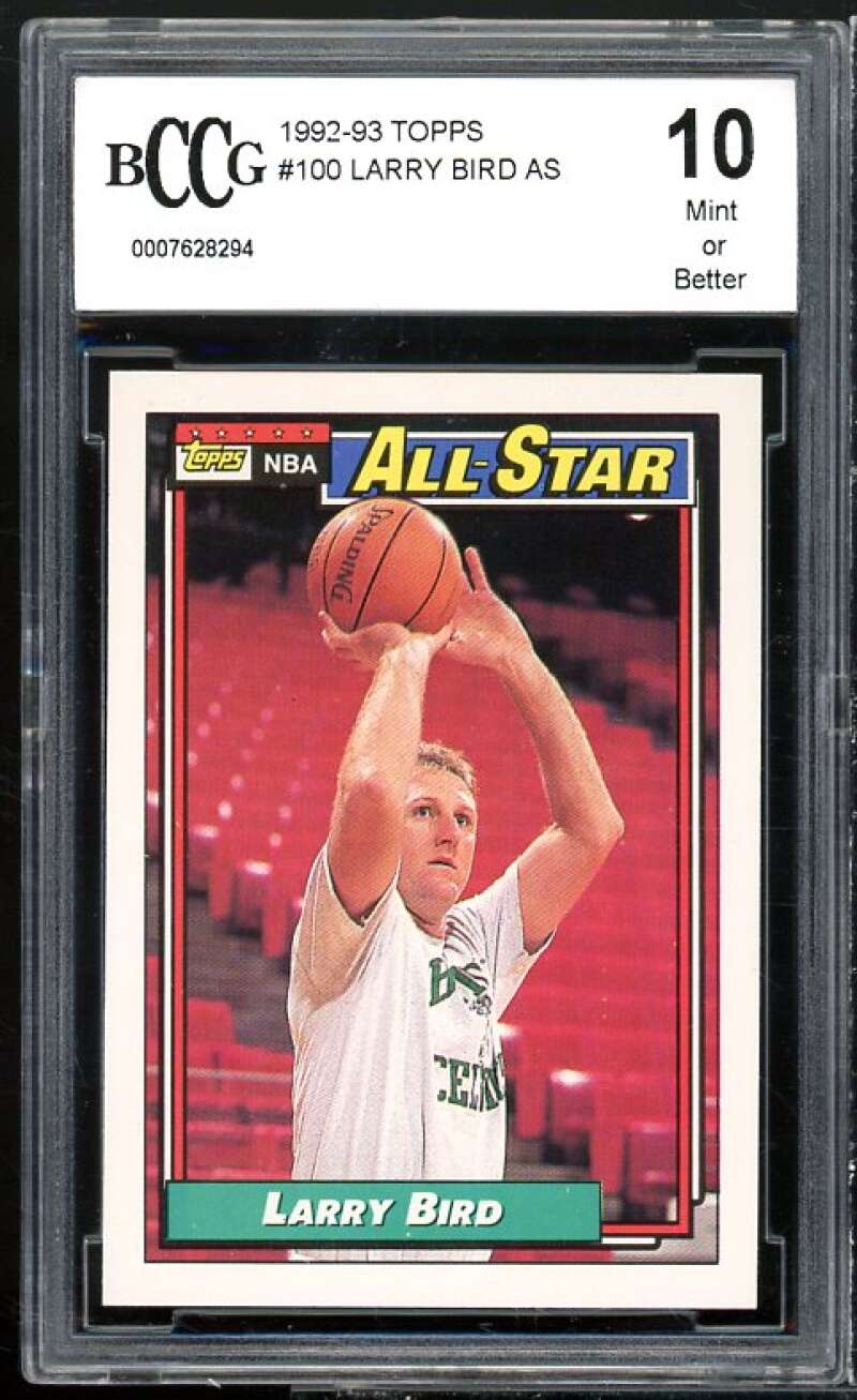 Larry Bird Card 1992-93 Topps #100 BGS BCCG 10 Mint+ Image 1