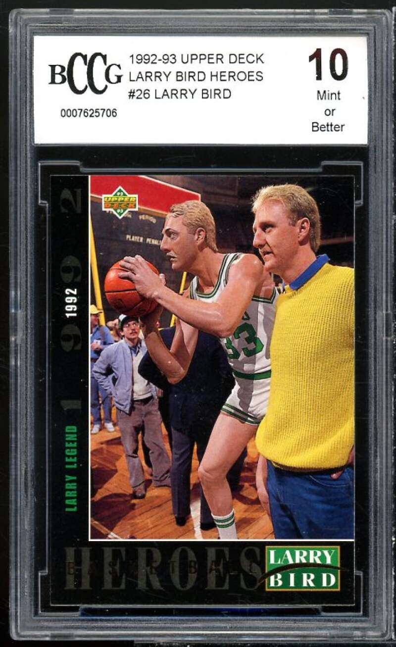 Larry Bird Card 1992-93 Upper Deck Basketball Heroes #26 BGS BCCG 10 Mint+ Image 1