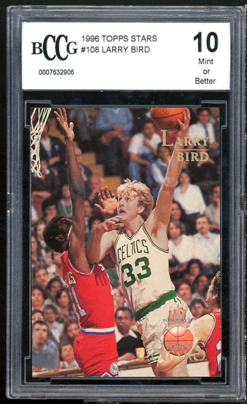 Larry Bird Card 1996 Topps Stars #108 BGS BCCG 10 Mint+ Image 1