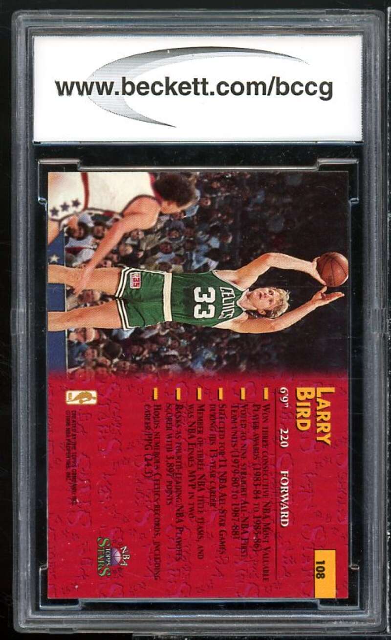 Larry Bird Card 1996 Topps Stars #108 BGS BCCG 10 Mint+ Image 2