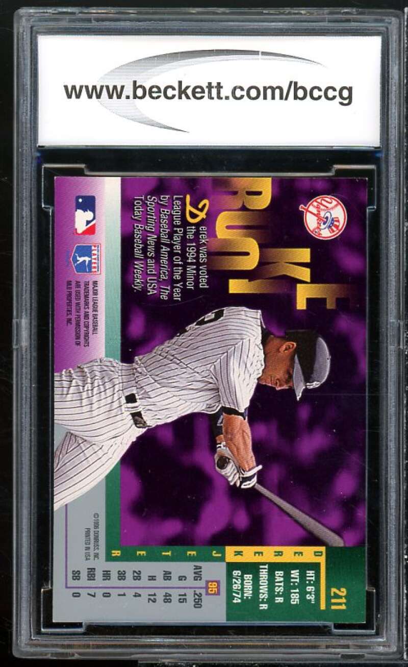 Derek Jeter Card 1996 Leaf #211 BGS BCCG 9 Near Mint+ Image 2