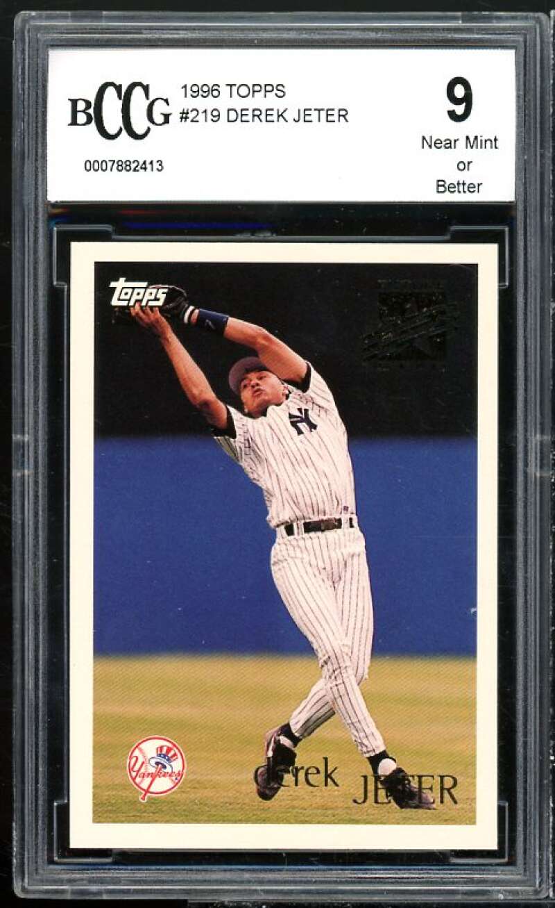 Derek Jeter Card 1996 Topps #219 BGS BCCG 9 Near Mint+ Image 1