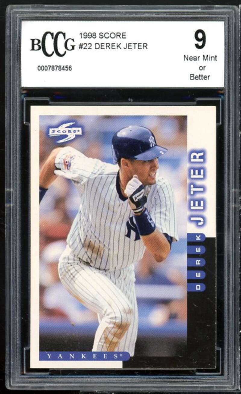 Derek Jeter Card 1998 Score #22 BGS BCCG 9 Mint+ Image 1