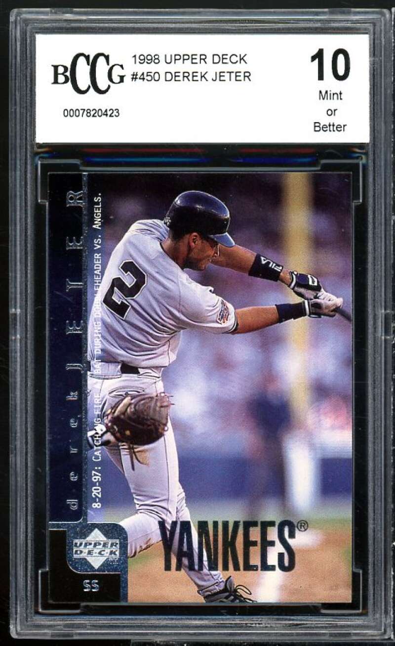 Derek Jeter Card 1998 Upper Deck #450 BGS BCCG 10 Mint+ Image 1