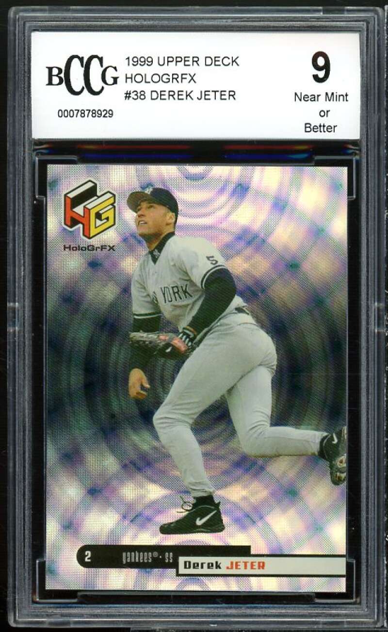 Derek Jeter Card 1999 Upper Deck HOLOGRFX #38 BGS BCCG 9 Near Mint+ Image 1