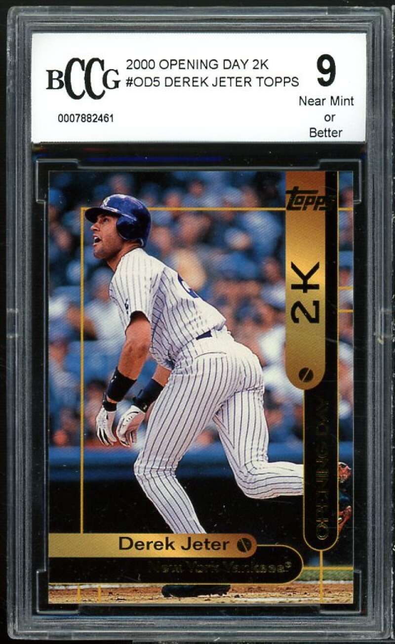 Derek Jeter Card 2000 Opening Day Topps 2K #od5 BGS BCCG 9 Near Mint+ Image 1