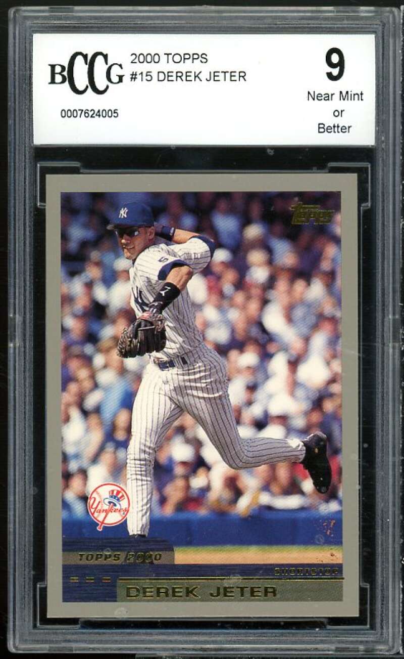 Derek Jeter Card 2000 Topps #15 BGS BCCG 9 Near Mint+ Image 1