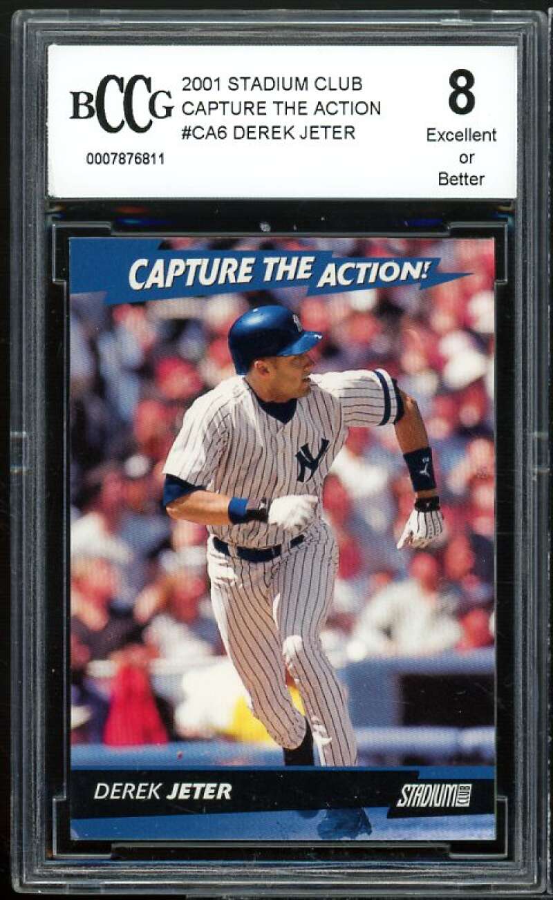 Derek Jeter Card 2001 Stadium Club Capture the Action #CA6 BGS BCCG 8 Excellent+ Image 1