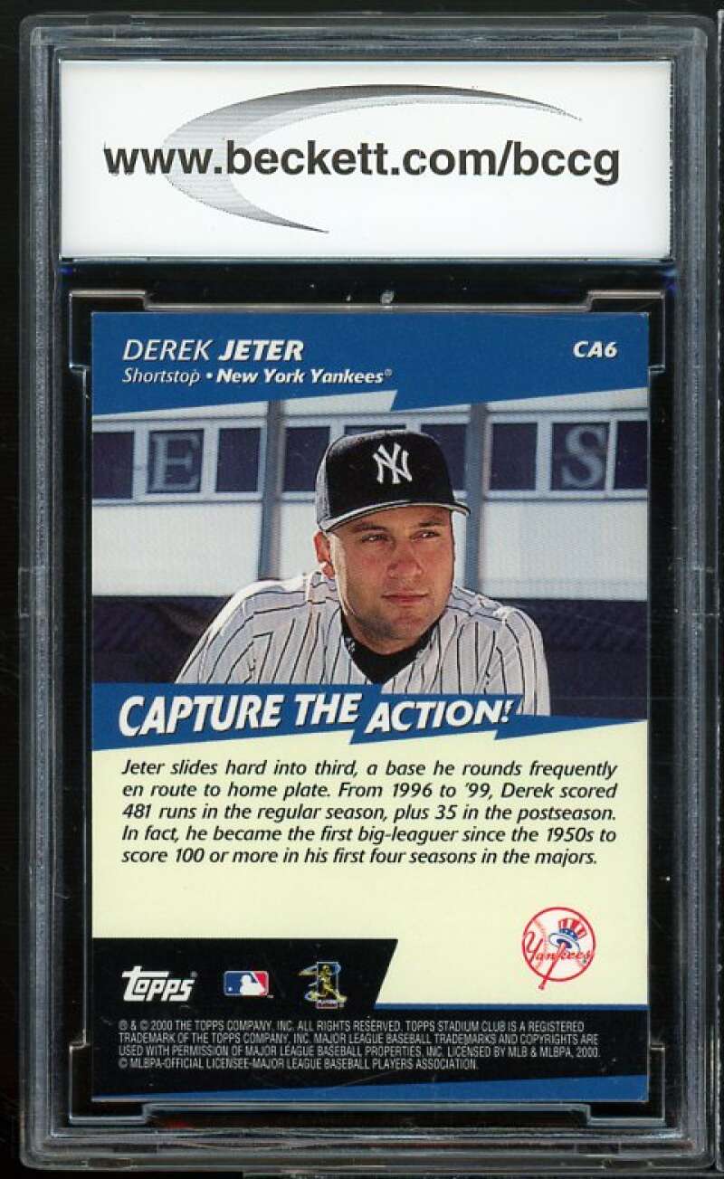 Derek Jeter Card 2001 Stadium Club Capture the Action #CA6 BGS BCCG 8 Excellent+ Image 2