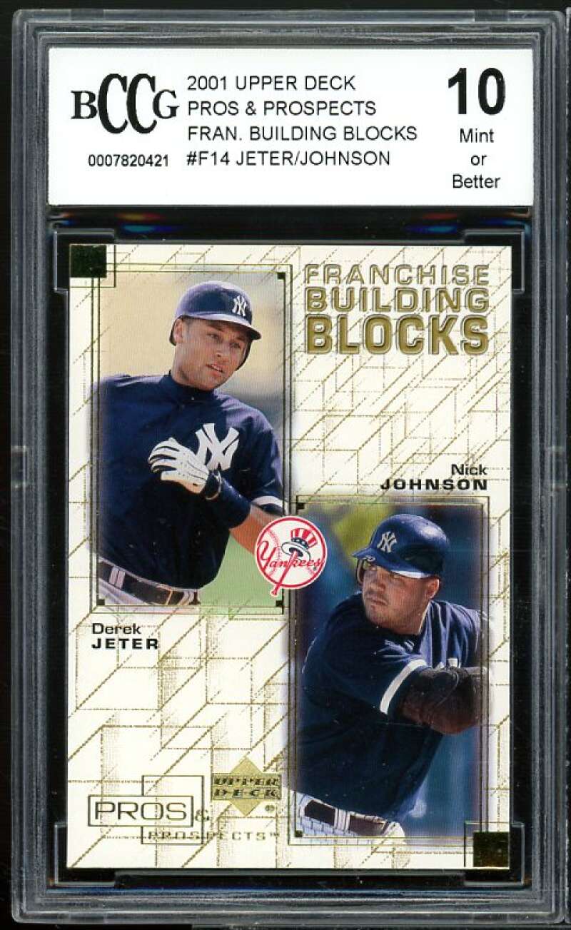 Derek Jeter Card 2001 UD Pros Prospects Building Blocks #f14 BGS BCCG 10 Mint+ Image 1