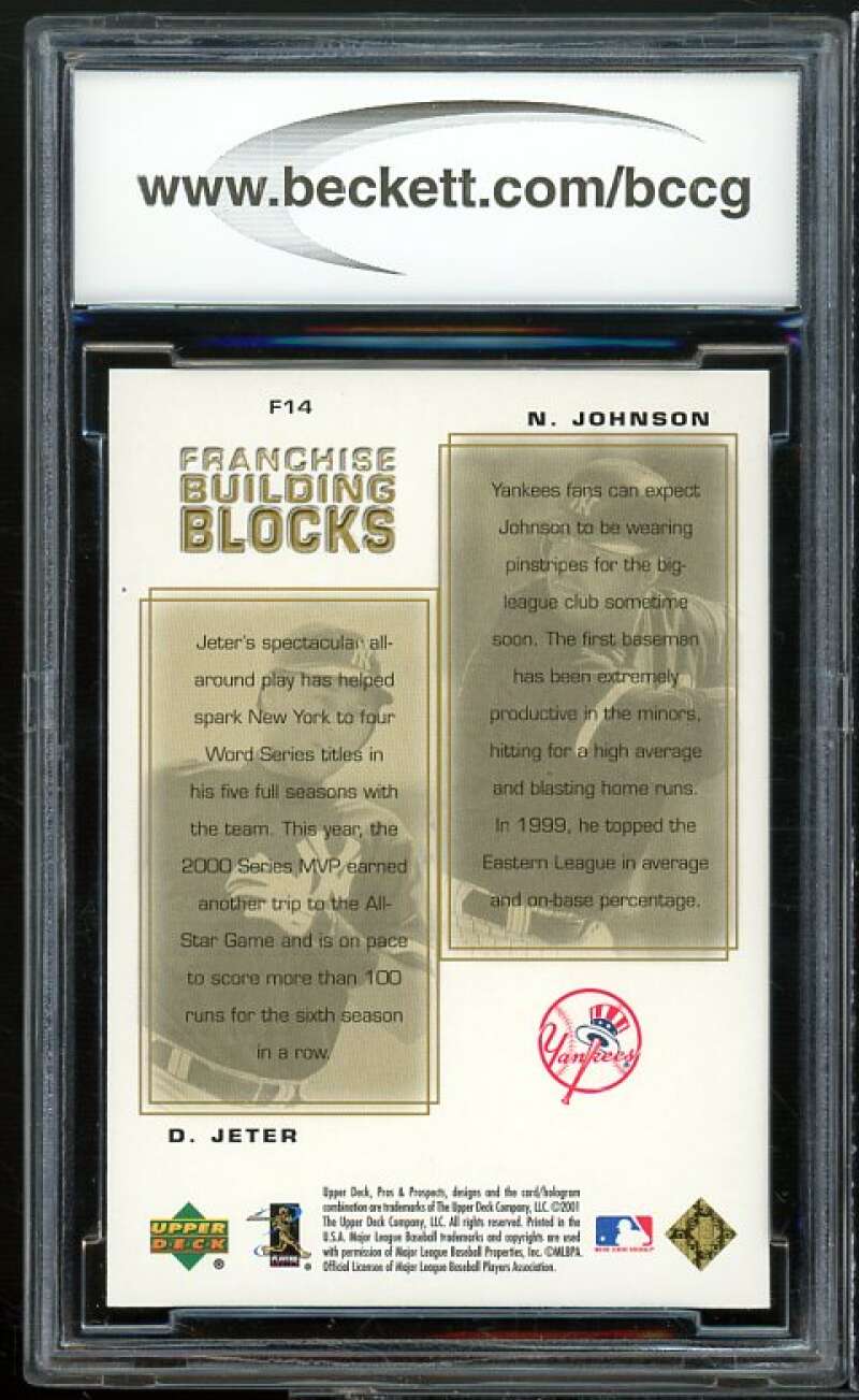 Derek Jeter Card 2001 UD Pros Prospects Building Blocks #f14 BGS BCCG 10 Mint+ Image 2