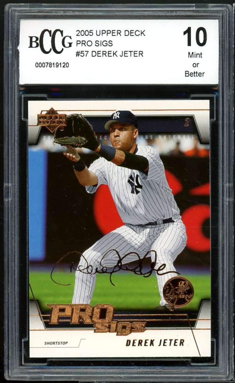 Derek Jeter Card 2005 Upper Deck Pro Sigs #57 BGS BCCG 10 Mint+ Image 1