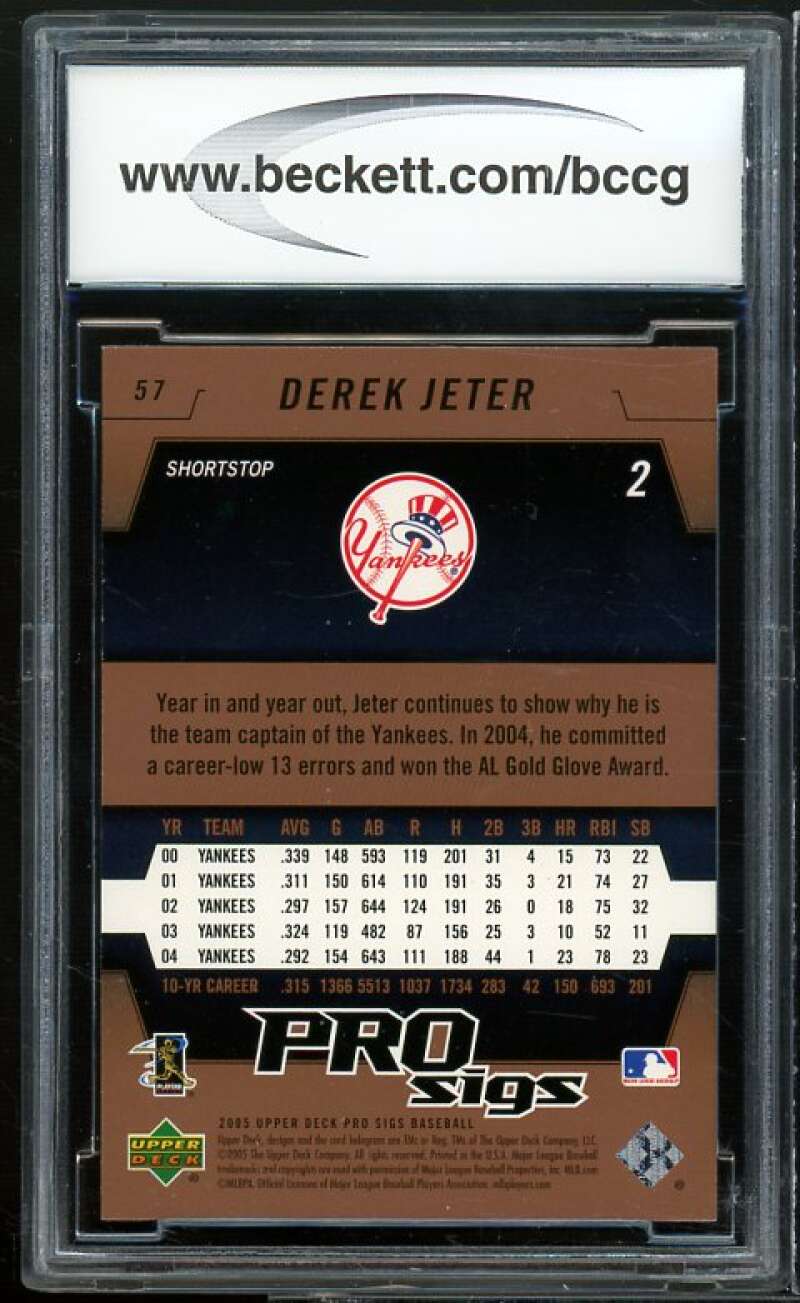 Derek Jeter Card 2005 Upper Deck Pro Sigs #57 BGS BCCG 10 Mint+ Image 2