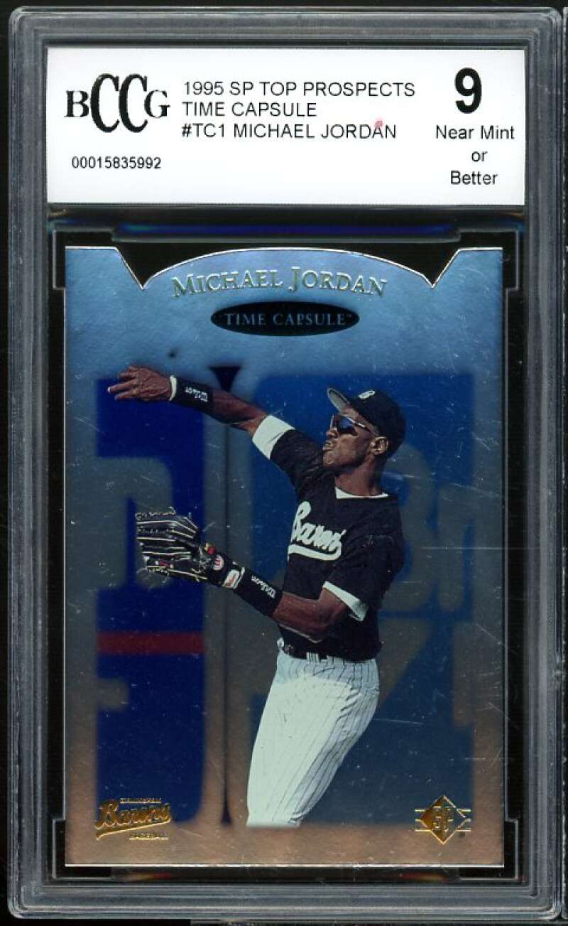 Michael Jordan Baseball Rookie 1995 SP Top Prospects Time Capsule #1 BGS BCCG 9 Image 1