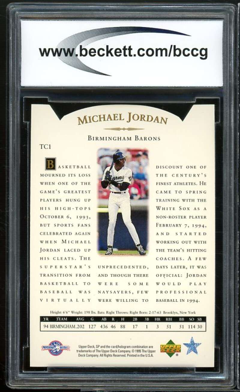 Michael Jordan Baseball Rookie 1995 SP Top Prospects Time Capsule #1 BGS BCCG 9 Image 2