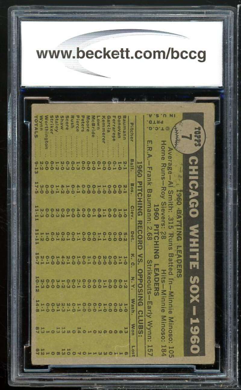 Chicago White Sox Team Card 1961 Topps #7 BGS BCCG 6 Good+ Image 2