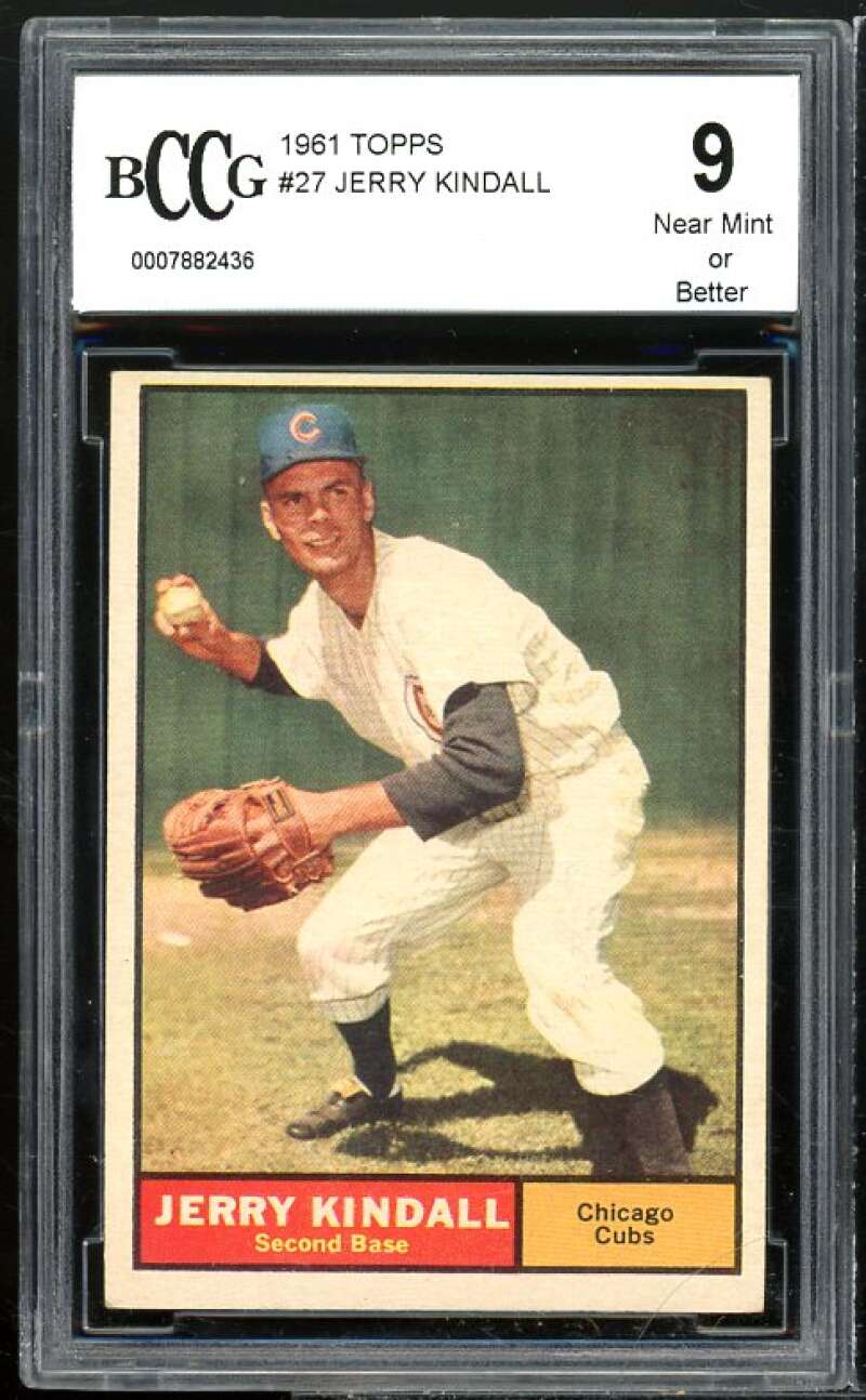 Jerry Kindall Card 1961 Topps #27 BGS BCCG 9 Near Mint+ Image 1