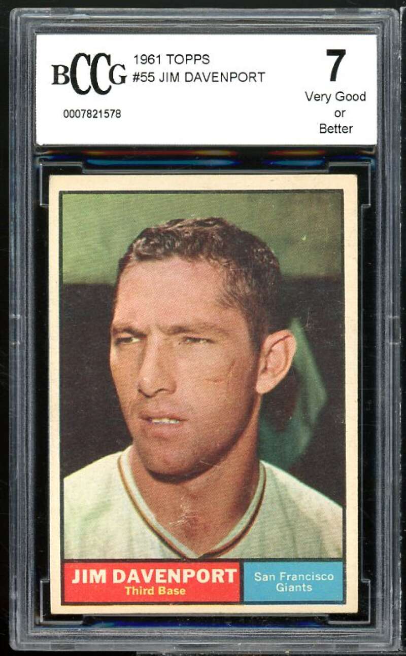 Jim Davenport Card 1961 Topps #55 BGS BCCG 7 Very Good+ Image 1