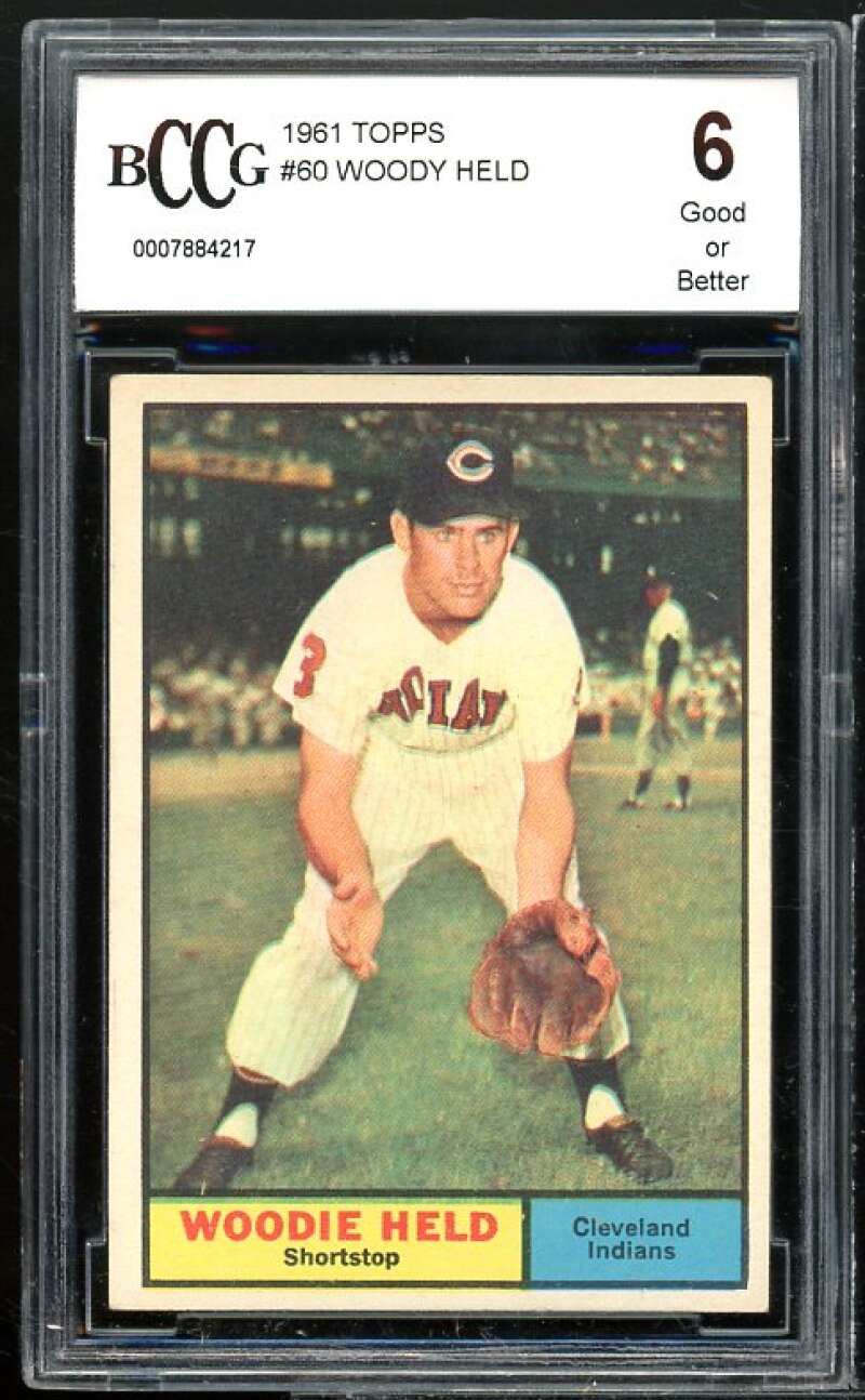 Woodie Held Card 1961 Topps #60 BGS BCCG 6 Good+ Image 1