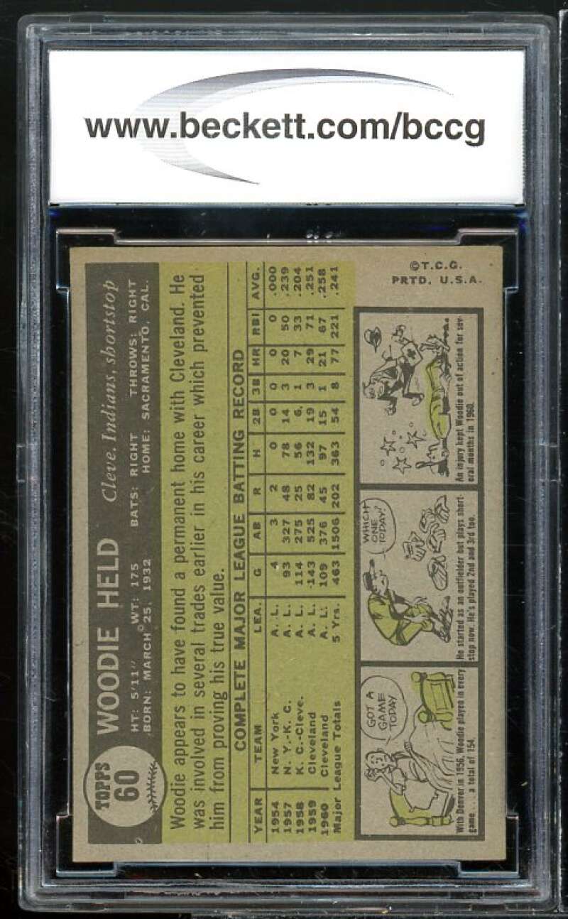 Woodie Held Card 1961 Topps #60 BGS BCCG 6 Good+ Image 2