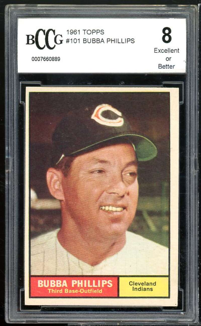 Bubba Phillips Card 1961 Topps #101 BGS BCCG 8 Excellent+ Image 1