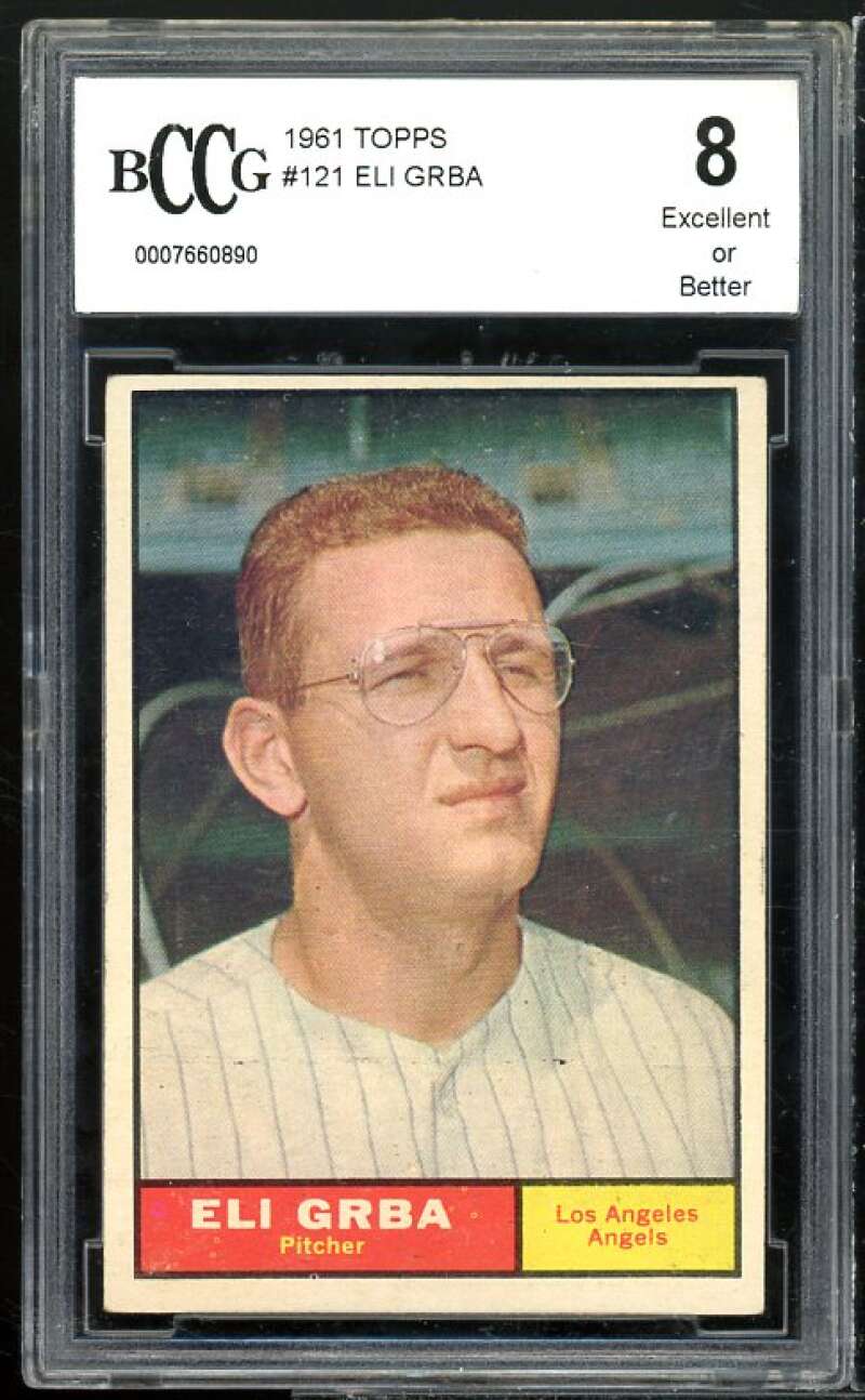 Eli Grba Card 1961 Topps #121 BGS BCCG 8 Excellent+ Image 1