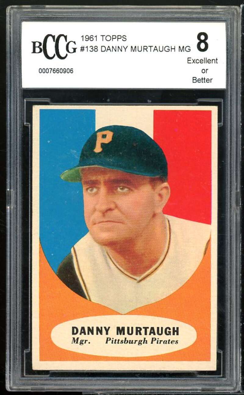 Danny Murtaugh Card 1961 Topps #138 BGS BCCG 8 Excellent+ Image 1