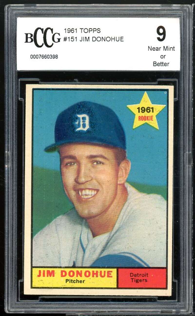 Jim Donohue Card 1961 Topps #151 BGS BCCG 9 Mint+ Image 1