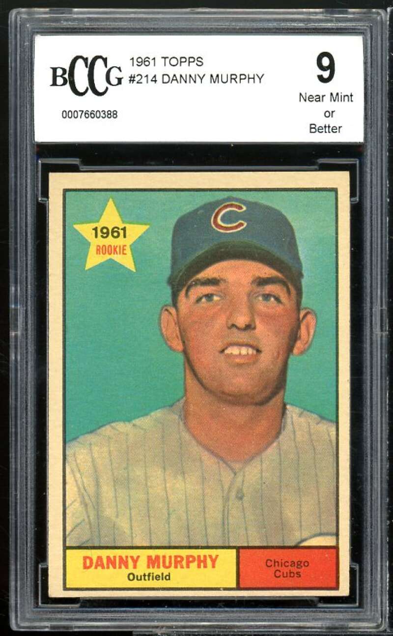 Danny Murphy Card 1961 Topps #214 BGS BCCG 9 Near Mint+ Image 1