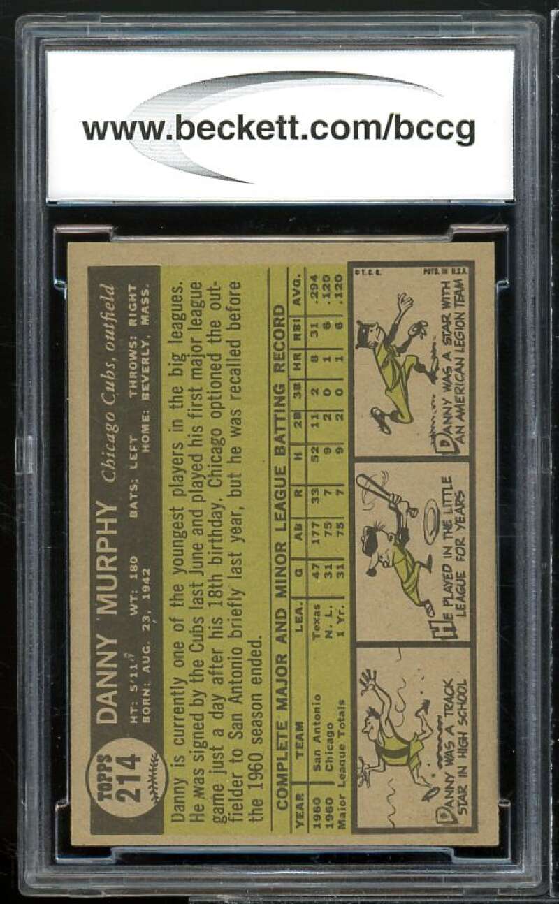 Danny Murphy Card 1961 Topps #214 BGS BCCG 9 Near Mint+ Image 2