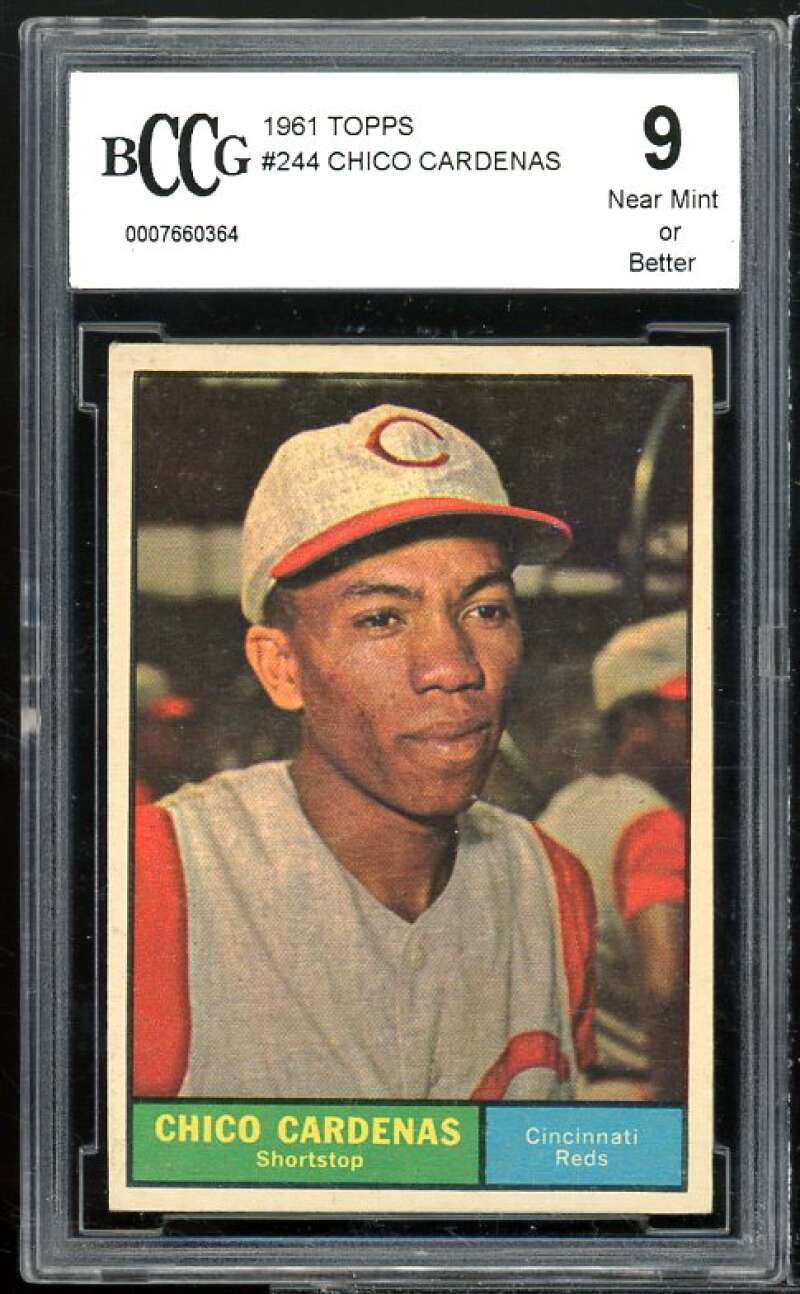 Chico Cardenas Card 1961 Topps #244 BGS BCCG 9 Near Mint+ Image 1