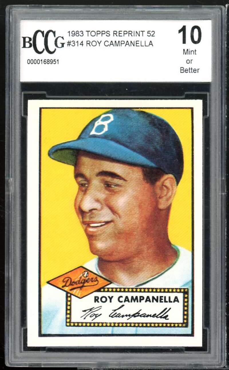 Roy Campanella Card 1983 Topps 1952 Reprint Series #314 BGS BCCG 10 Mint+ Image 1