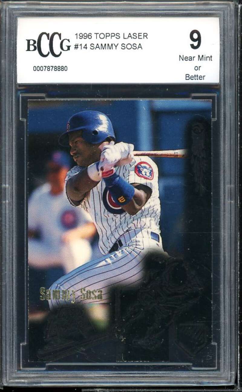 Sammy Sosa Card 1996 Topps Laser #14 BGS BCCG 9 Near Mint+ Image 1