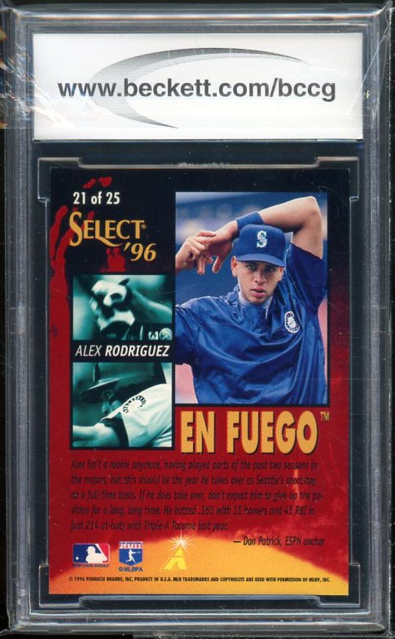 Alex Rodriguez Card 1996 Select En Fuego #21 BGS BCCG 9 Near Mint+ Image 2