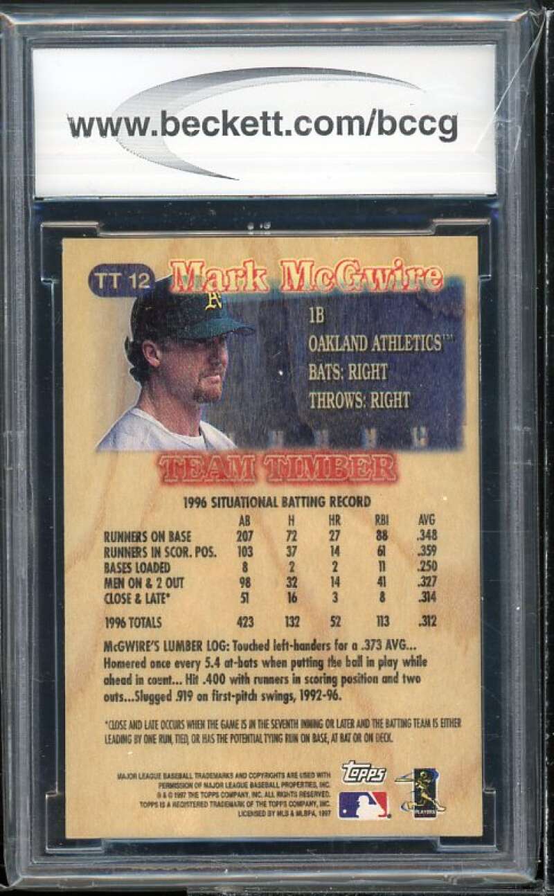 Mark Mcgwire Card 1997 Topps Team Timber #tt12 BGS BCCG 8 Excellent+ Image 2