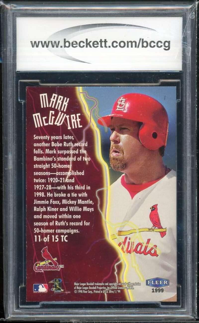 Mark Mcgwire Card 1999 Ultra Thunderclap #11 BGS BCCG 10 Mint+ Image 2