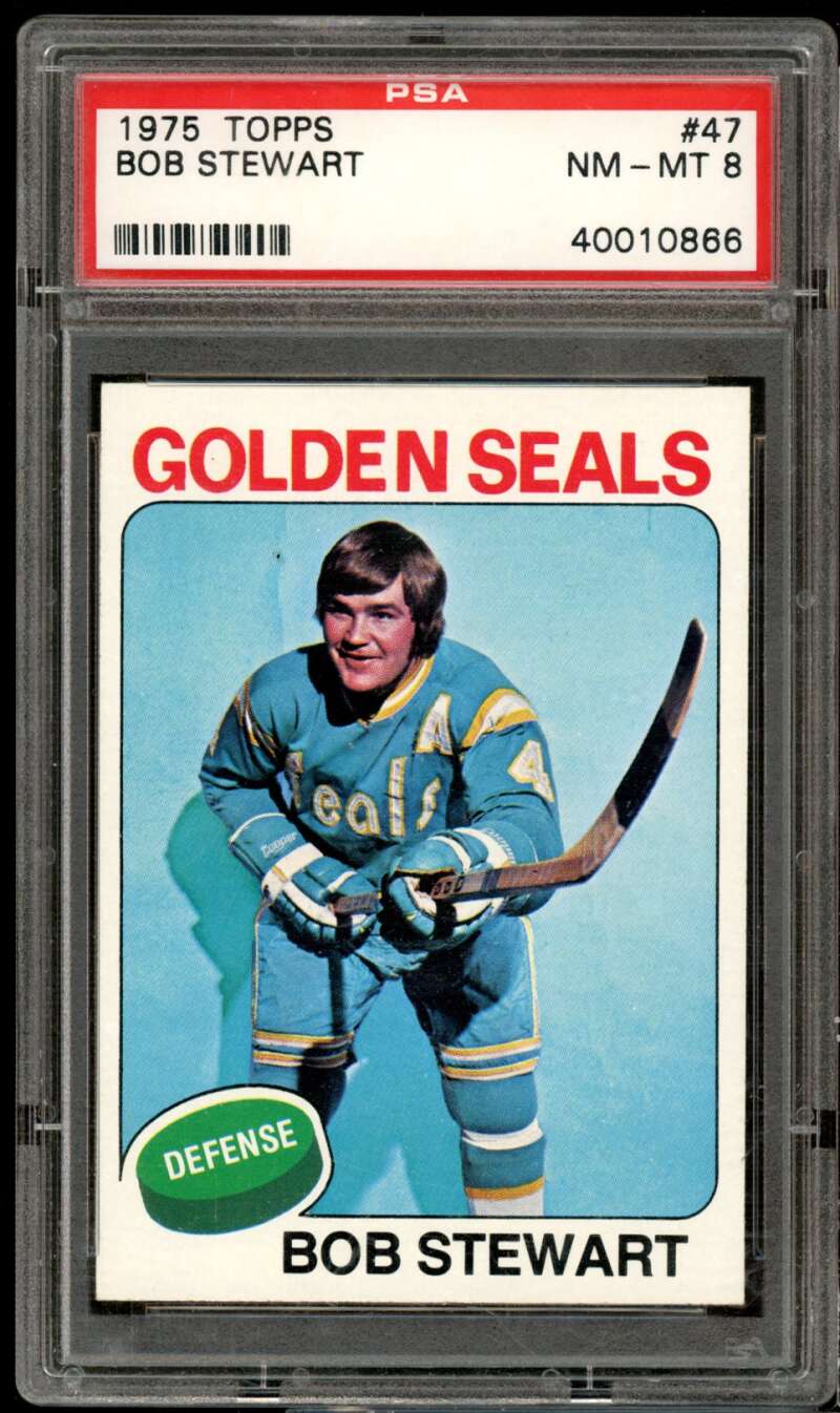 Bob Stewart Card 1975-76 Topps #47 PSA 8 Image 1