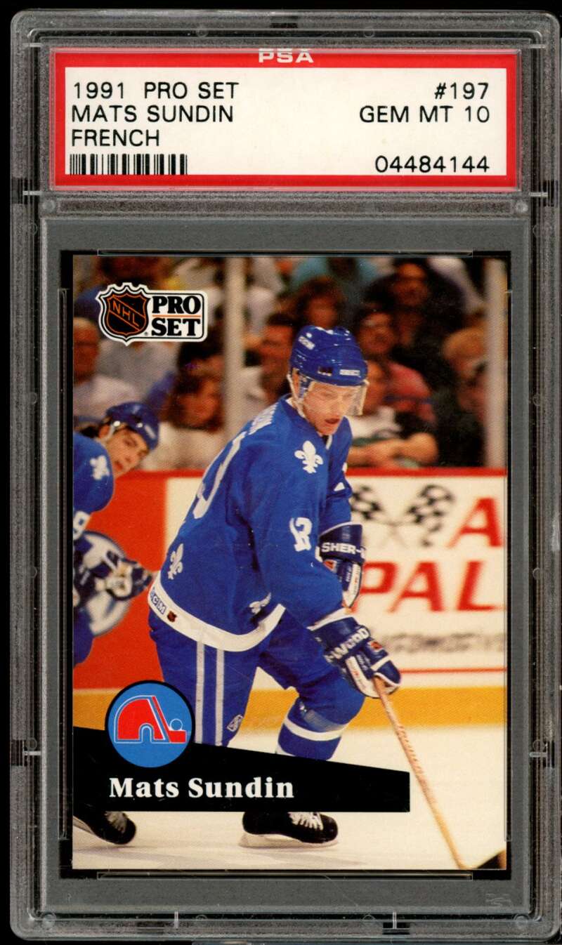 Mats Sundin Rookie Card 1991-92 Pro Set French #197 (pop 1) PSA 10 Image 1