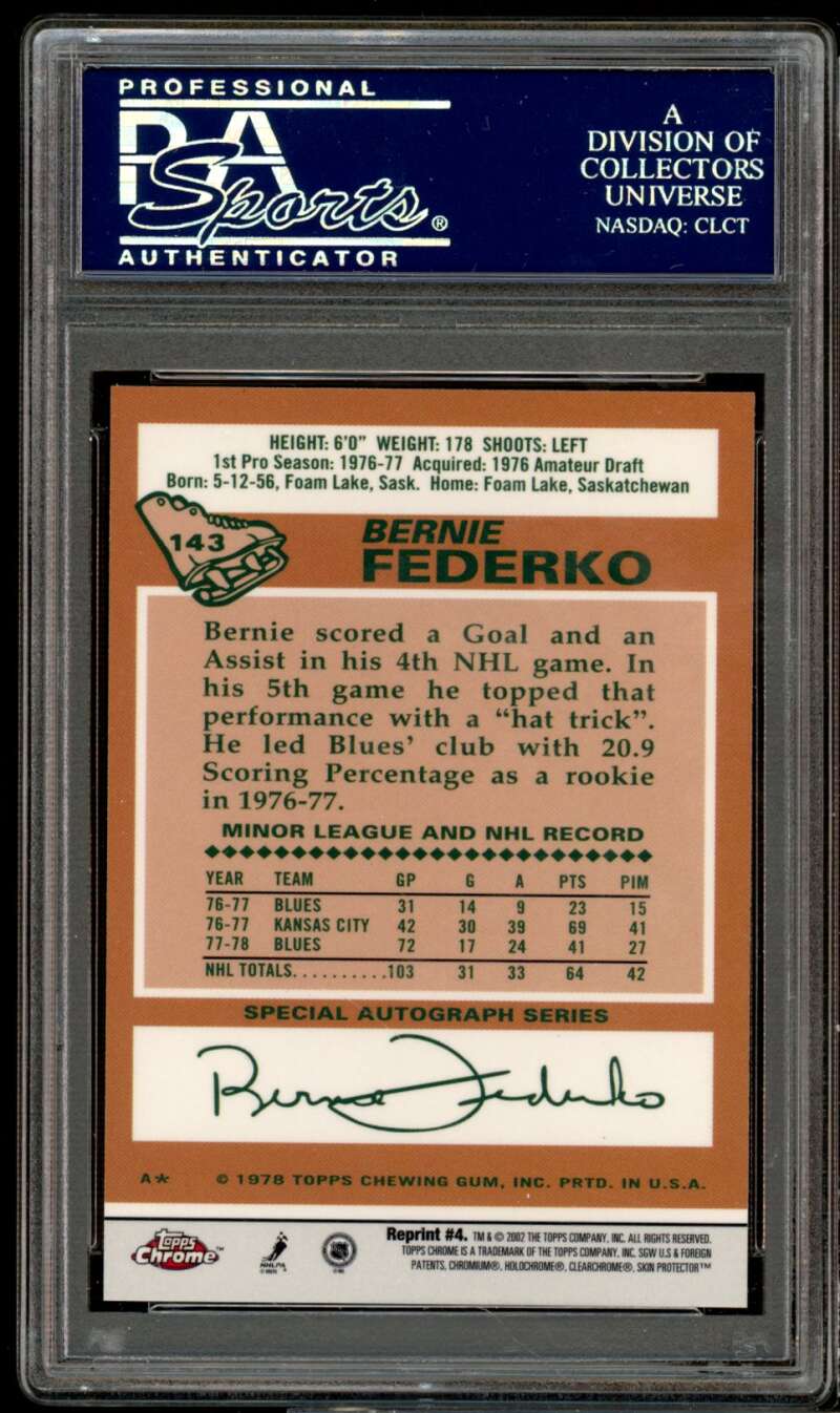 Bernie Federko 2001 Topps Chrome Reprints #4 PSA 9 Image 2