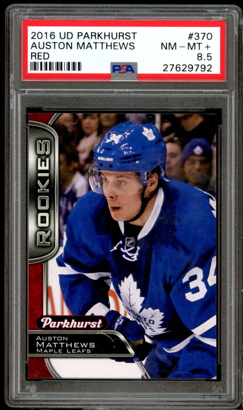 Auston Matthews Rookie Card 2016-17 UD Parkhurst #370 PSA 8 Image 1